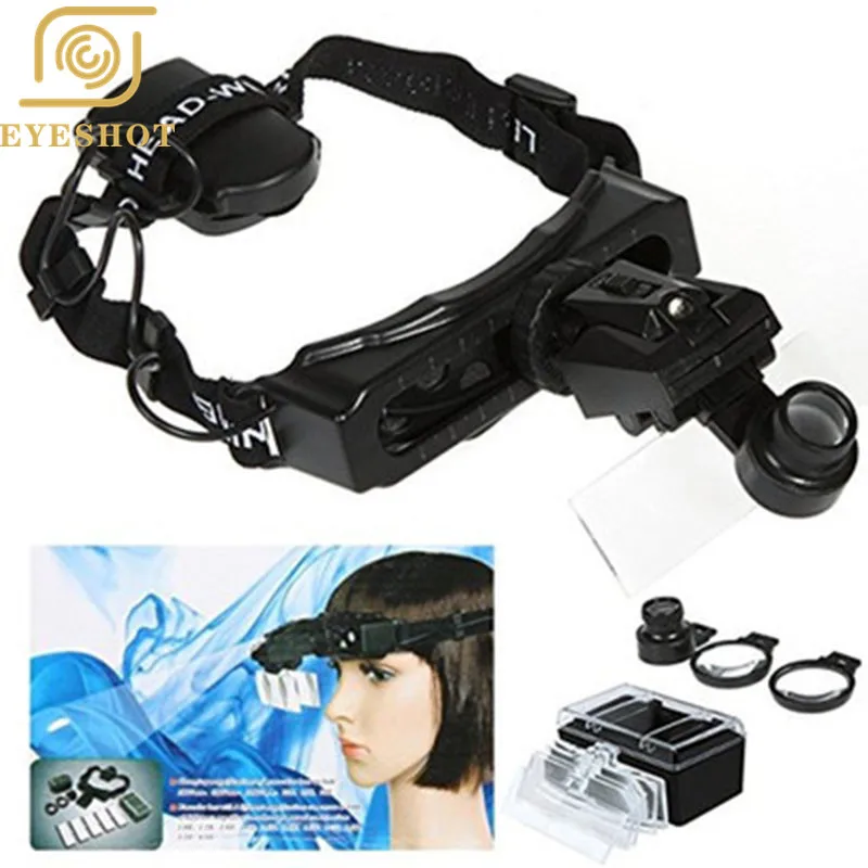 

EYESHOT High Quality 5 Lens Eyeglasses Head Magnifier Magnifying Glass Loupe Jewellery Watch Repair Tool + 2 LED Hot