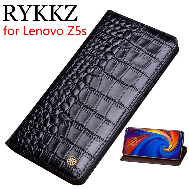 RYKKZ Genuine Leather Flip Case For Lenovo Z5s Cover Magnetic case L78071 Cases Phone Fundas | Мобильные телефоны и