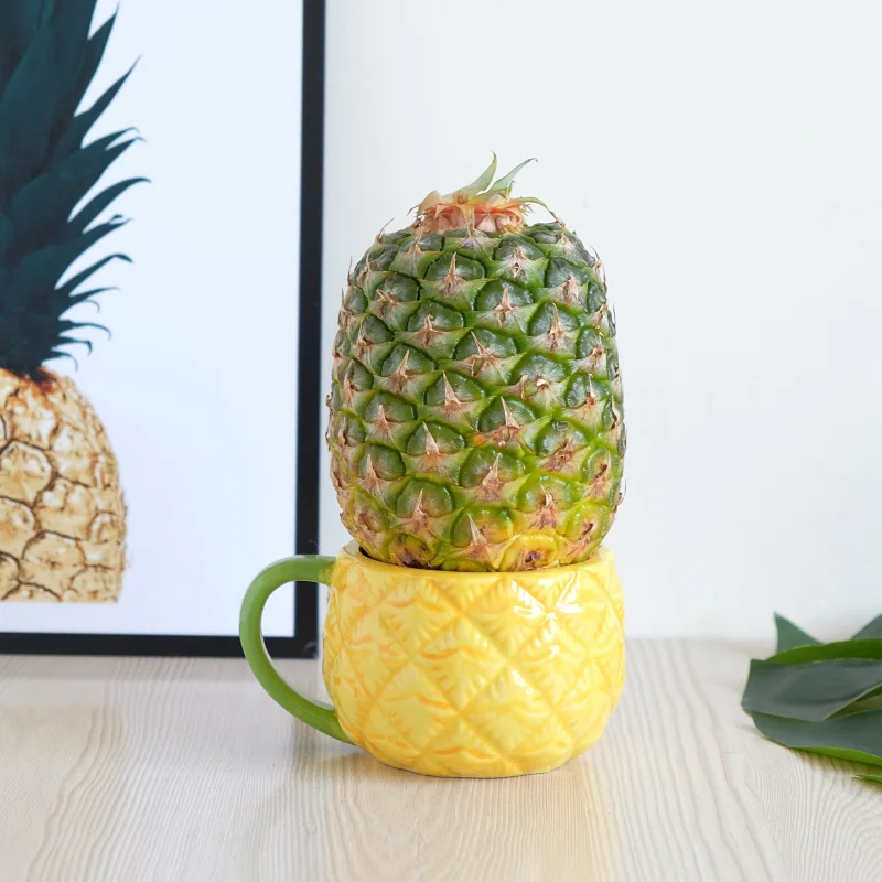 OUSSIRRO креативная кружка в форме ананаса, чашка для воды, керамическая чашка для завтрака, летняя чашка для смузи