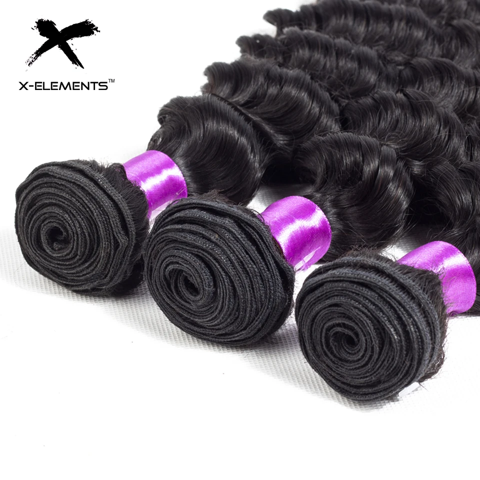 X-Elements Malaysian Deep Wave Hair with Frontal Non Remy Hair Weave with Lace Frontal 100% Human Hair Bundles with 13x4 Frontal (8)