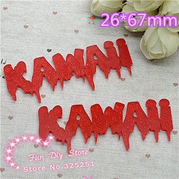 

acrylic shiny red color kawaii word Flat back Scrapbooking 10pcs/lot 26*67mm