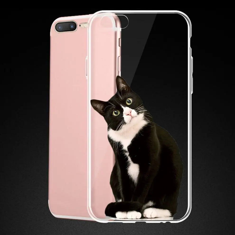 

lovely Cat Color Printing Cell Phone Case Soft Shell With Simple Pattern TPU Mobile Phone Cover For iPhone 7/8 Plus