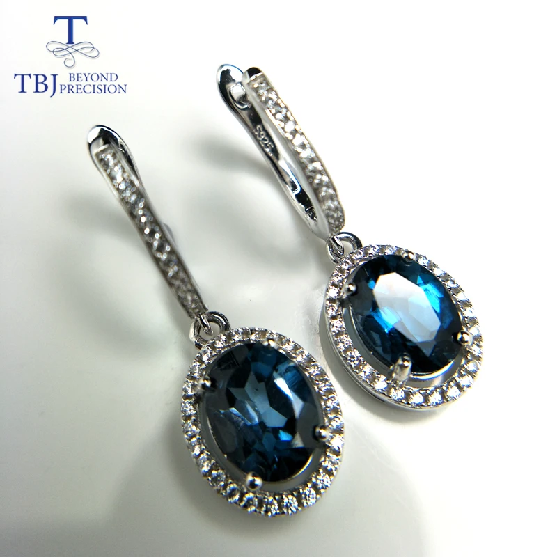 

TBJ,Brand Design Elegant clasp drop earring with excellent London topaz in 925 silver color female jewelry with box