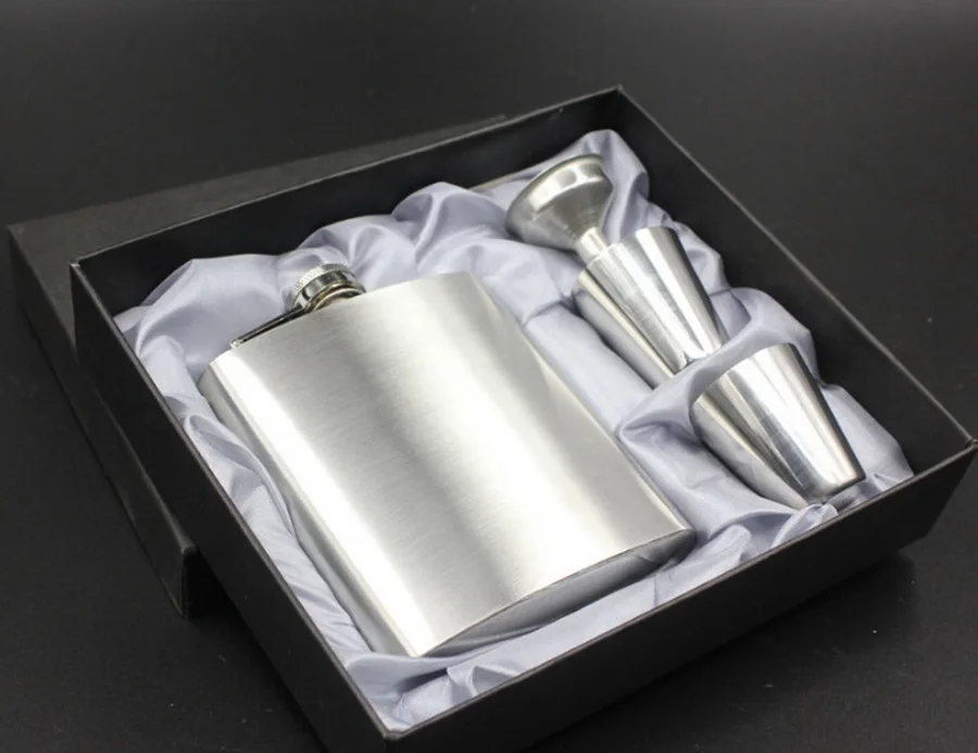 by dhl 100set high quality 7oz Luxury Stainless Steel Hip Flask Personalized Whiskey Drink Mug with a Box | Дом и сад