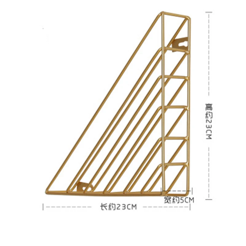 INS стильная треугольная железная настенная полка для хранения настенная полая настенная книжная полка декоративная полка для гостиной - Цвет: gold