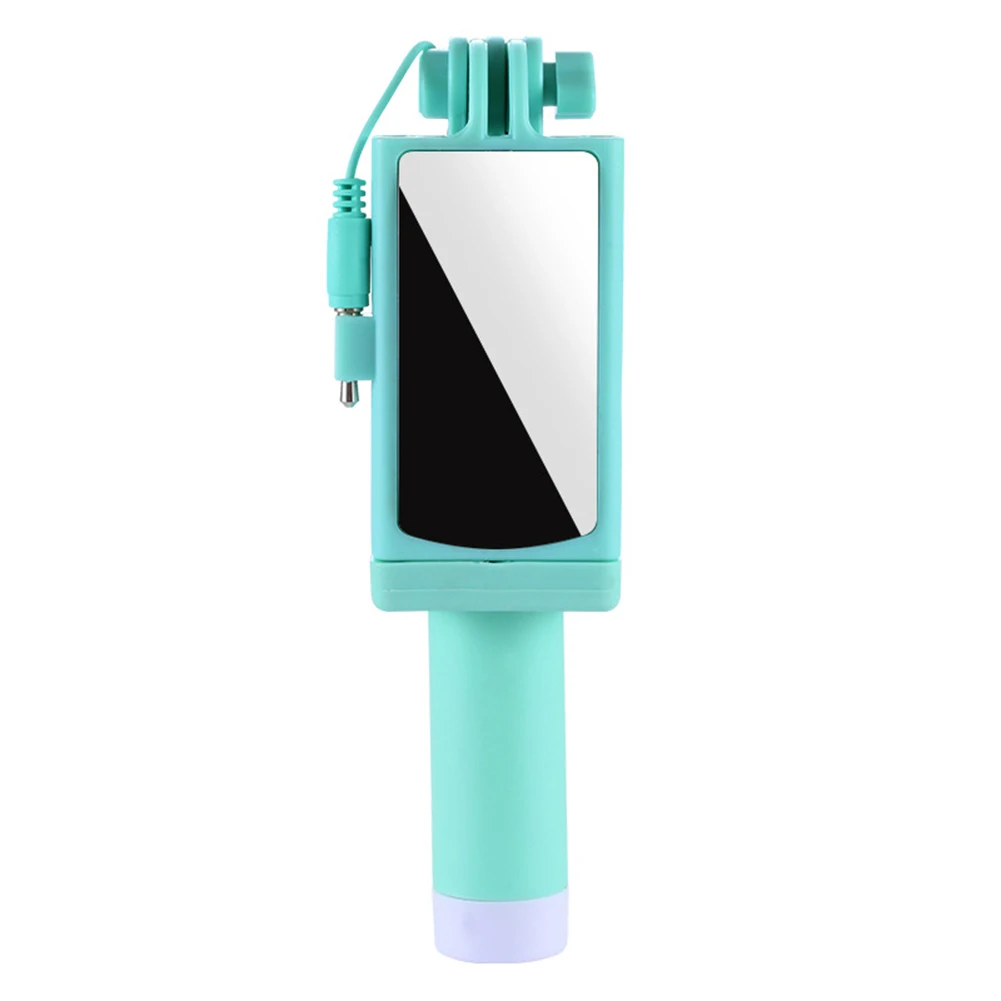 

New Wired Selfie Stick With Mirror Foldable Stable Stainless Steel For iPhone Android Mobile Phone DOM668