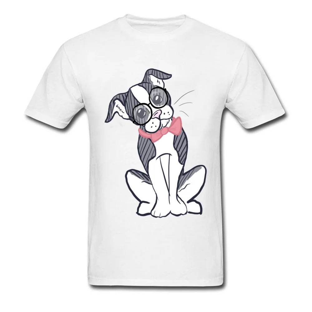 Boston Terrier with Glasses  Bowtie_white