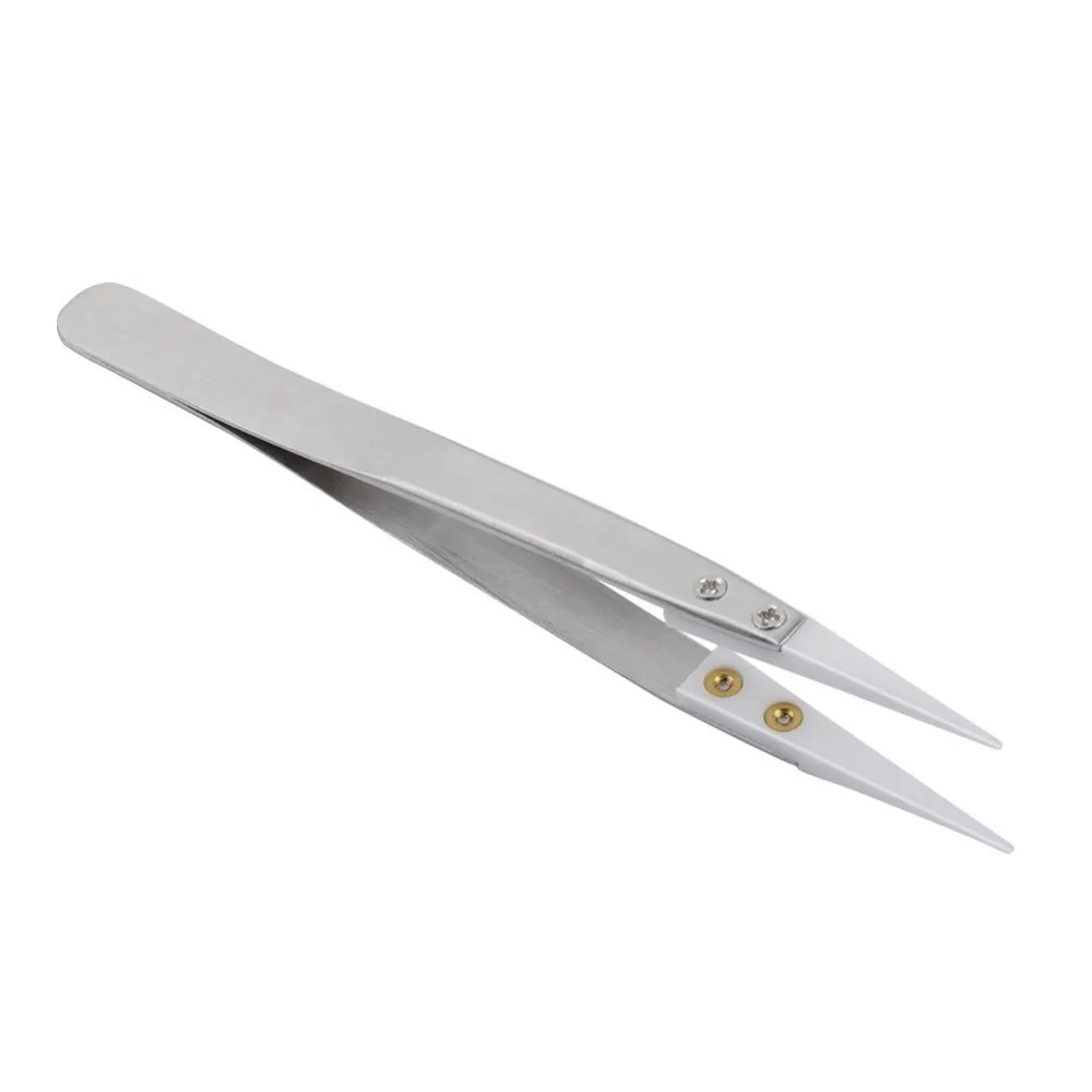FIXFANS Anti-static Ceramic Tip Tweezers Heat Resistant Soldering Tweezers for Electronics Repair Vaping Vape DIY Tool