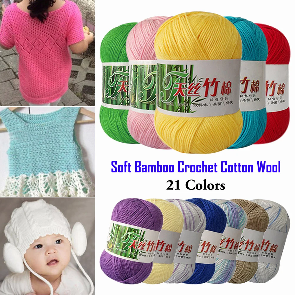 50g Bamboo Cotton Yarn New Fashion Warm Soft Natural Knitting Crochet Knitwear Wool Yarn Home