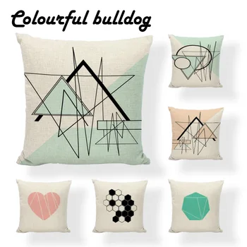 

Fashion High Quality Cushion Cover Love Geometry Pillowcase Plus Line Dot Square Sofa Home Decorative Throw Pillows Case Cojines