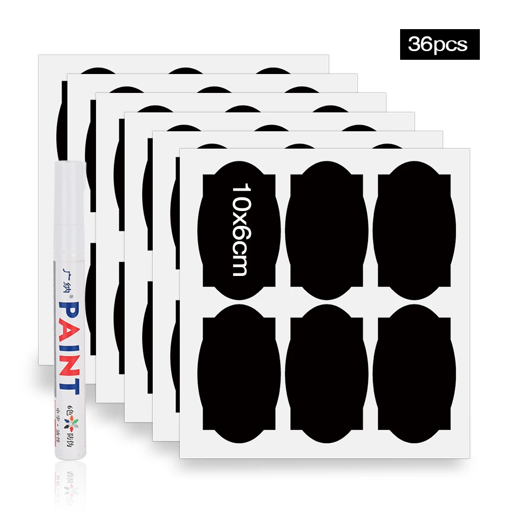 

36pcs Spices Stickers Label Kitchen Storage Bottles Jar Jam Label Stickers Removable Blackboard Jars for Spices Labels Sticker