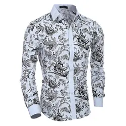 Новые мужские рубашки большого размера с цветочным принтом, Мужская классическая тонкая рубашка с длинным рукавом, Бесплатная горячая