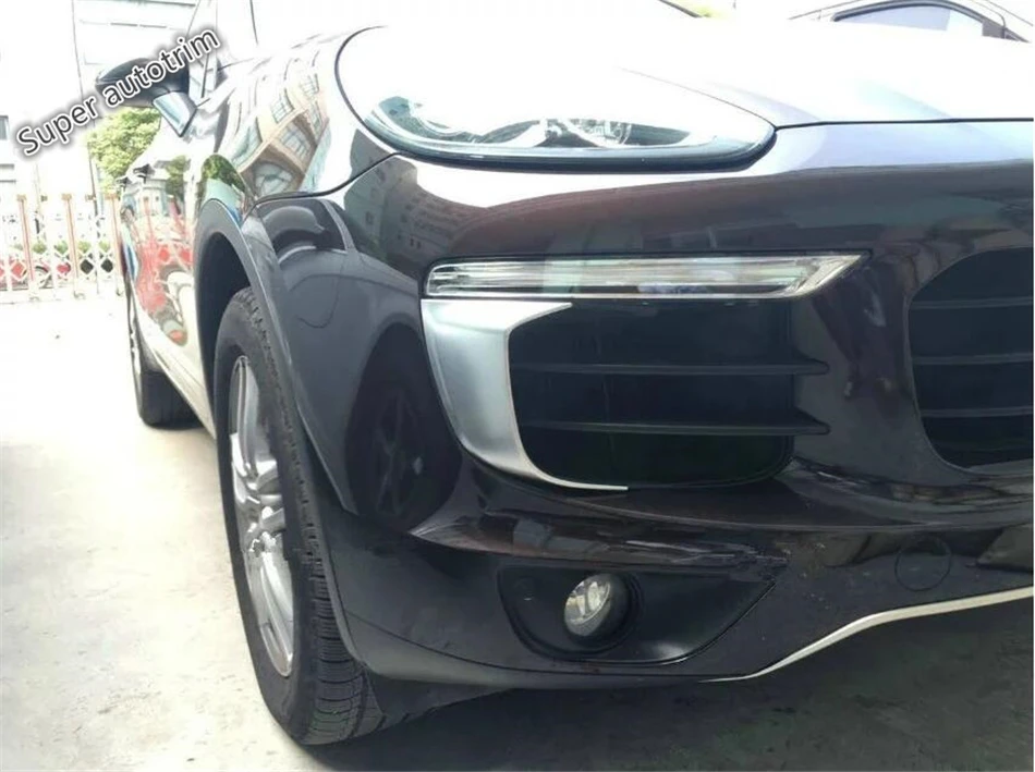 

Accessories For Porsche Cayenne 2015 2016 2017 ABS Front Fog Daytime Running Light Lamp Eyebrows Eyelid Cover Cap Trim