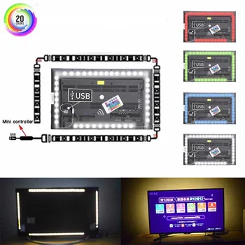 

USB LED Strip lamp 5050SMD DC5V Flexible LED light Tape 1M 2M HDTV TV Desktop Screen Background Bias lighting wite RF 24key