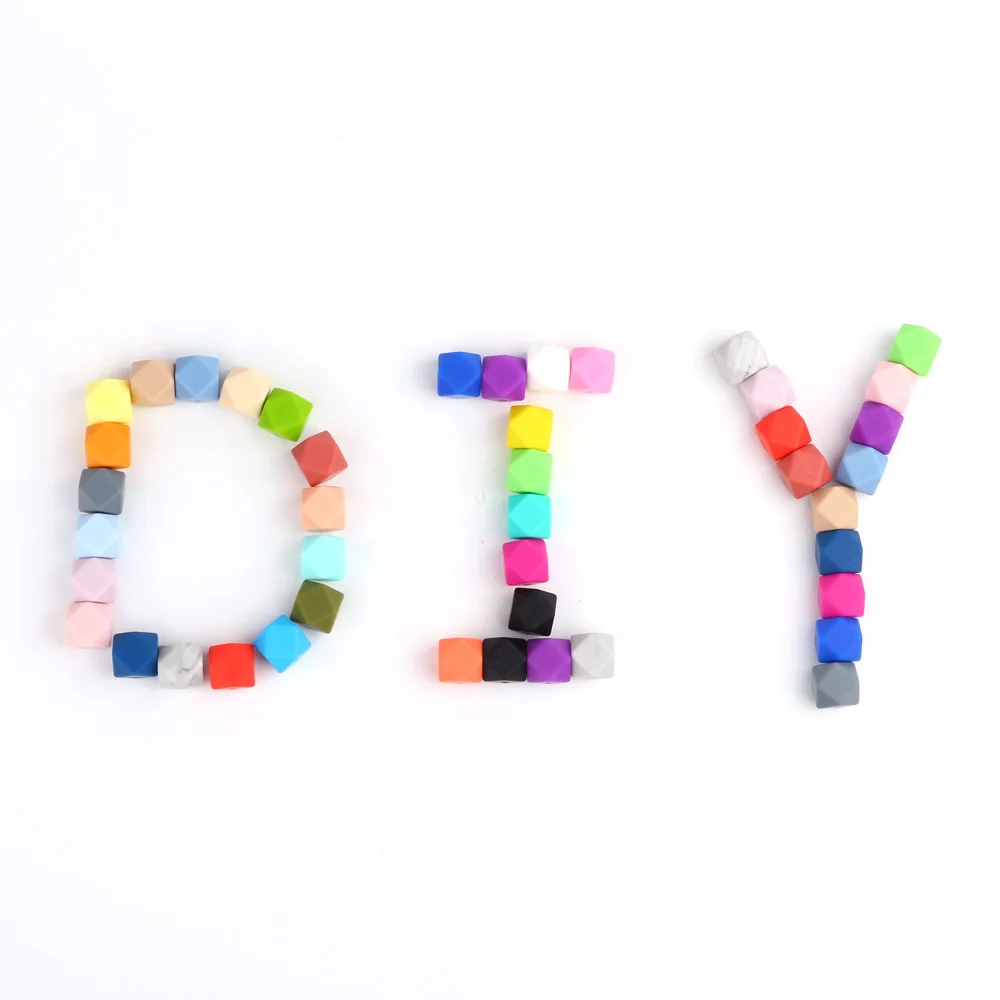 TYRY.HU 10Pcs Silicone Hexagon Beads 14mm Baby Teething Beads BPA Free Baby Teethers DIY Necklace Pacifier Chain Accessories