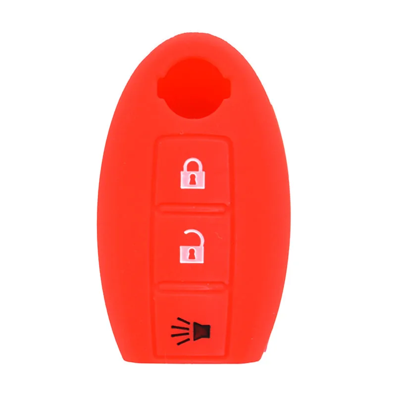 Аксессуары подходят для NISSAN ROGUE JUKE VERSA муранского листа 370Z Силиконовый ключ дистанционный держатель Чехол Крышка FOB SMART - Название цвета: Red