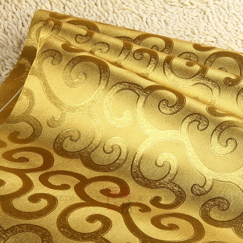 Gold foil ceiling wallpaper gold cloud luxury wall paper PVC vinyl