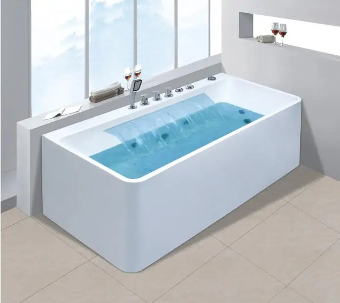 

1700mm Long Surfing Whirlpool Bubbles Bathtub Acrylic Hydromassage Waterfall Tub NS1107