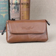 Cheer Soul, натуральная кожа, Мужские поясные сумки на пояс, винтажная Мужская поясная сумка с маленьким откидным чехлом для сотового телефона, мужские повседневные поясные сумки