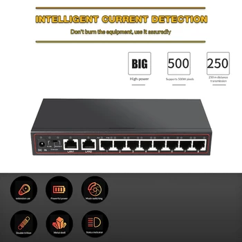 10-Port Poe Switch  48 V Power Over Ethernet Network Switch 802.3 AF / to for IP Camera / Wireless AP / CCTV Camera System 1
