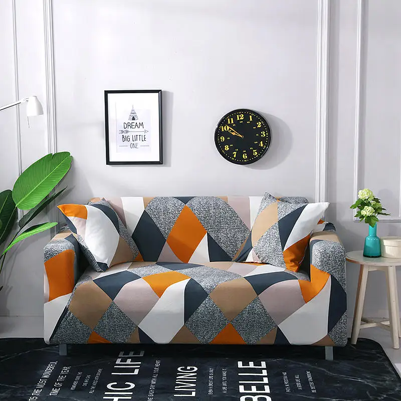 

Quality Polyester Elastic Stretch Geometic Printing Sectional Sofa Cover Protective Slipcovers All-inclusive Couch Case Cover