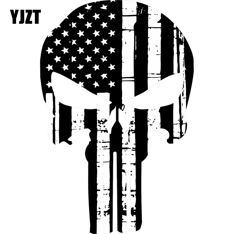 Download YJZT 9.7CM*15.2CM PUNISHER SKULL Black and White USA Flag ...