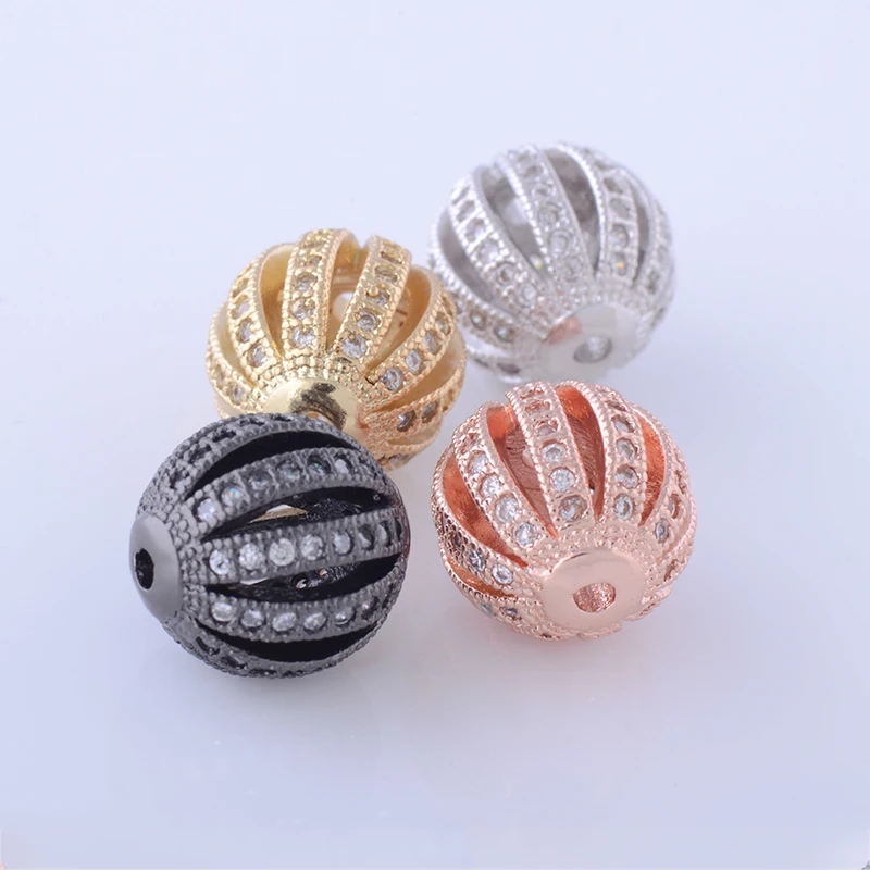 

1pcs Round 10mm Beads For Bracelets Jewelry Making Copper Zircon Fashion Micro Pave Elegant Charms Beads Bijoux Berloques