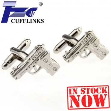 

Silver Gun Cufflink Cuff Link 2 Pairs Free Shipping Promotion