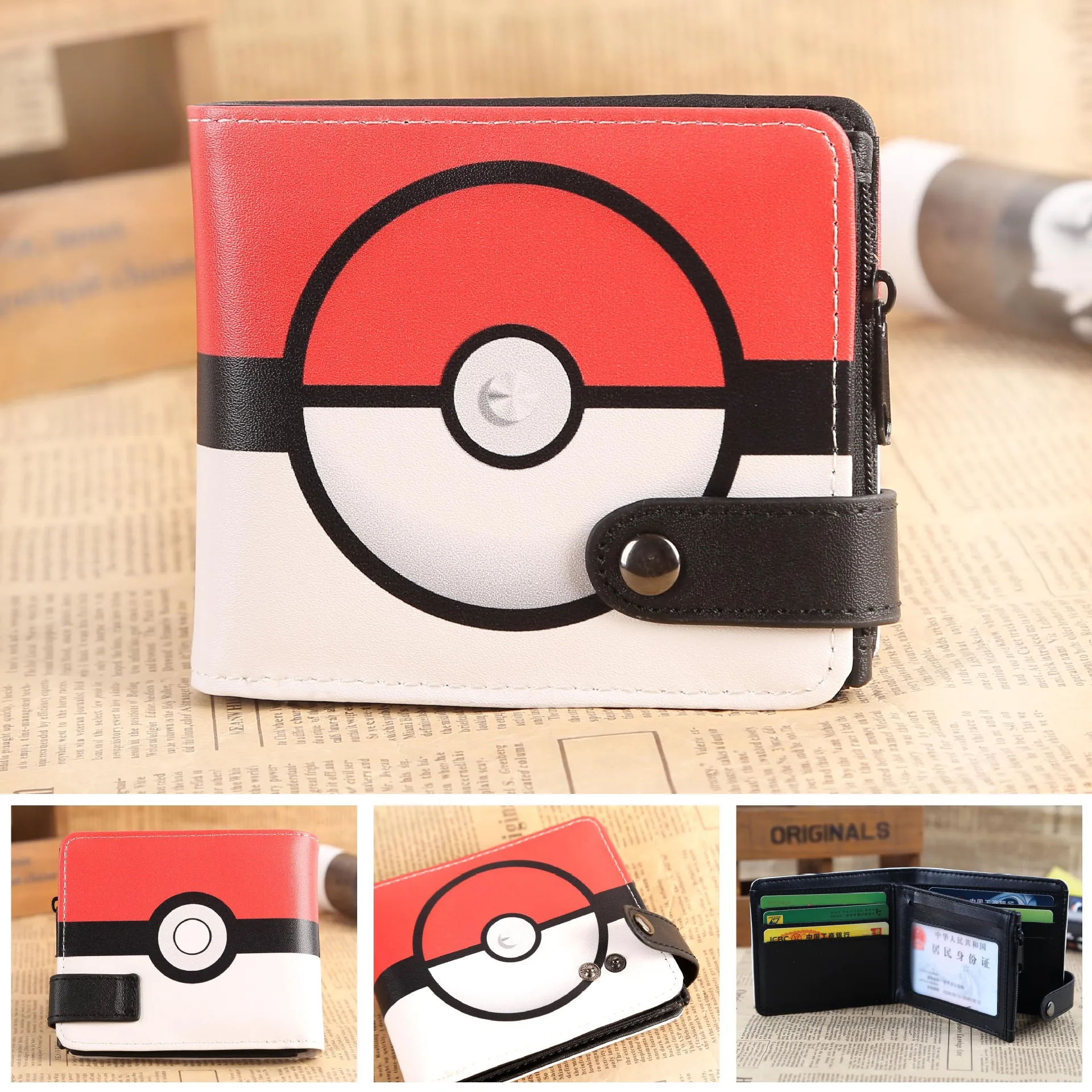

Pocket Monster wallet Poke Ball wallet Leather pu short Bifold Purse Cosplay Wallet