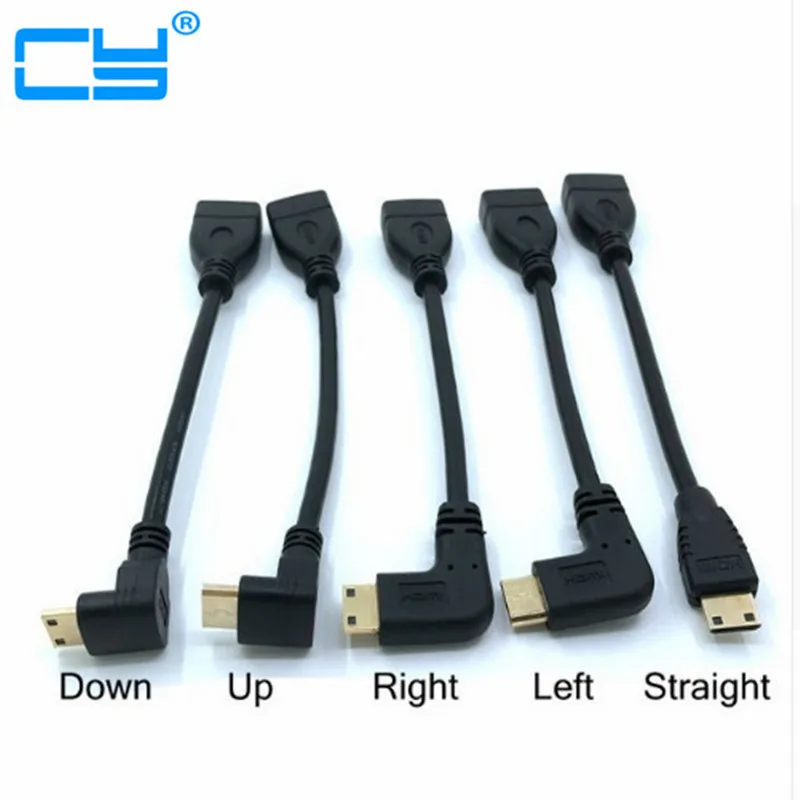 Позолоченный Mini HDMI до и Подпушка и справа и слева под углом 90 градусов Мужской к HDMI Женский Кабель-адаптер для HDTV PS3 Планшеты PC 1080 P