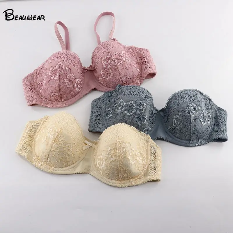 Beauwear, без подкладки, ДЕМИ, бюстгальтер, кружево, без бретелек, бюстгальтеры для женщин, пуш-ап, сексуальный, на косточках, размера плюс, нижнее белье, Балконный бюстгальтер, 36C 38C 40C