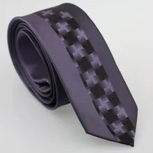 Yibei Coachella Галстуки ручной работы скинни темно-фиолетовый галстук черный геометрический тканые Тонкий Узкие повседневные галстук мода Для мужчин свадебное платье