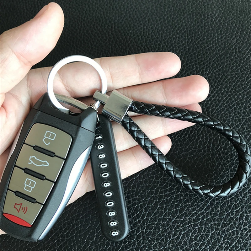 

Car Keychain with Anti-lost Phone Number Plate Pendant Auto Vehicle Phone Number Card Keyring Key Chain Auto Interior Decoration