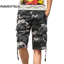 Pui men tiua летние мужские камуфляжные шорты в стиле сафари, повседневные свободные шорты с несколькими карманами, рабочие шорты, большие военные комбинезоны