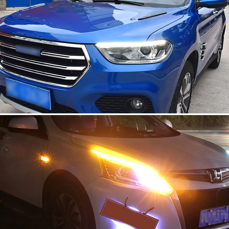 Овере авто DRL светодиодный Габаритные огни автомобиля поворотов направляющая