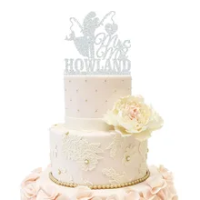 Пользовательские Рыбалка свадебный торт Топпер пара невесты и жениха Персонализированные фамилия вечерние украшения для тортов Золото Серебро зеркало