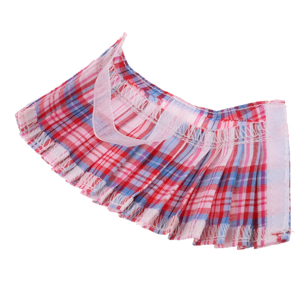 Classic Pleated Skirt Dress for 12inch Blythe Doll Party Casual Outfit red/green/black/pink