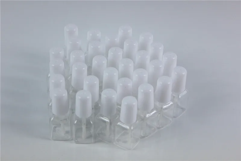 10 шт./лот, 5 г, милая пластиковая пустая квадратная полированная бутылка для ногтей с белой крышкой, пластиковая бутылка для ногтей для детей