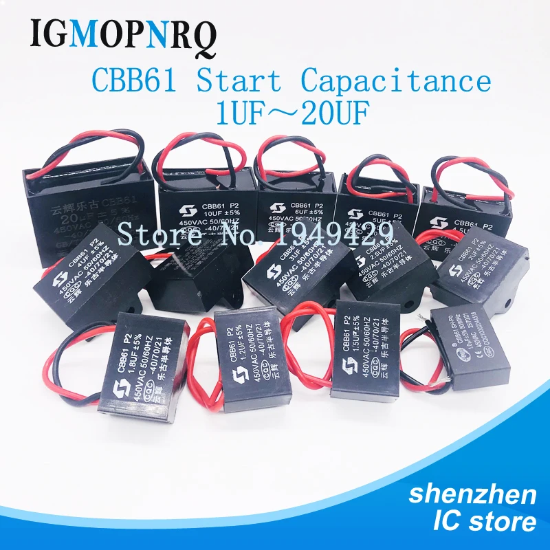 2pcs CBB61 AC450V 2uF Air Conditioner Electric Fan Run Start Capacitor