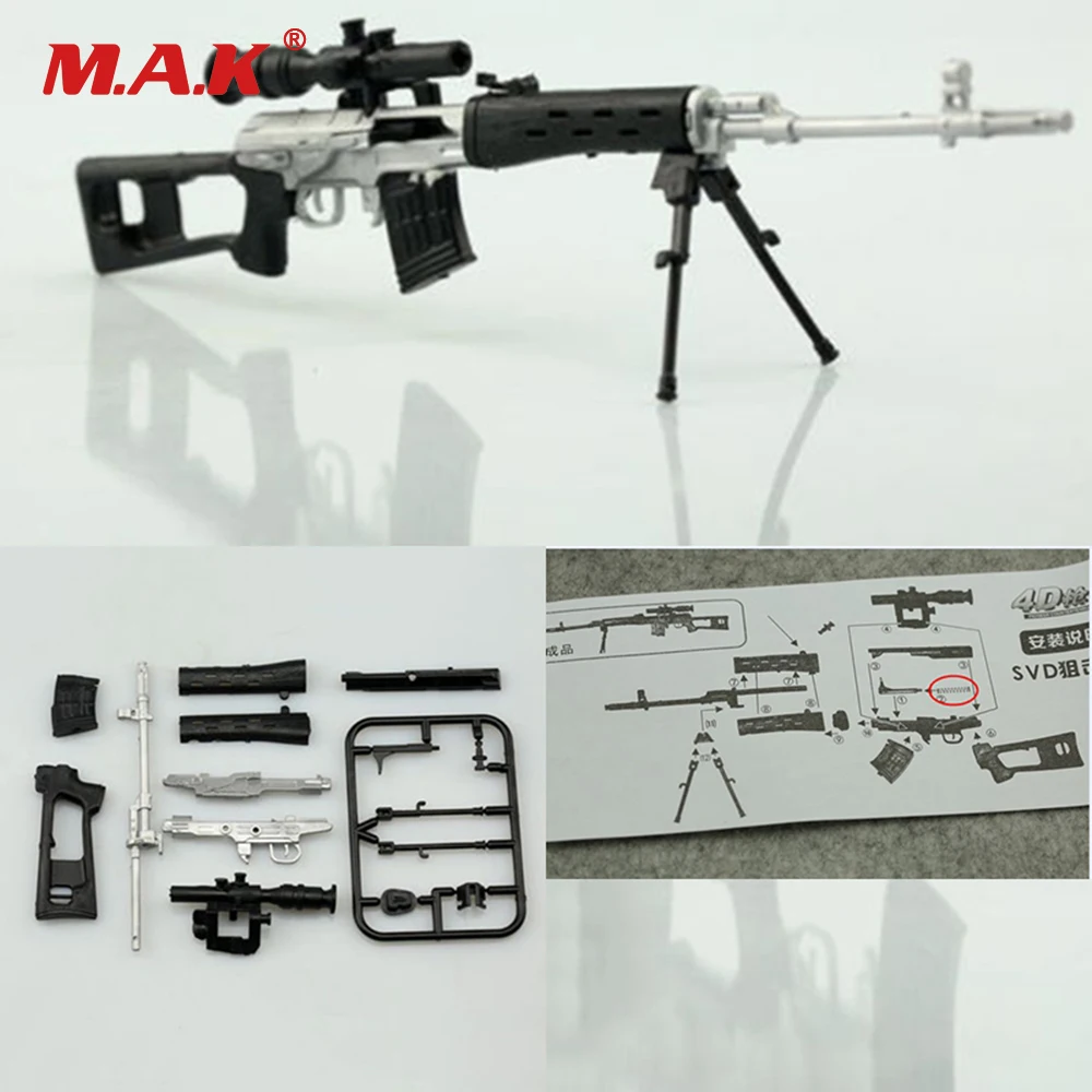 

DIY Assemble Plastic Gun Model Toys for Action Figure 1/6 Russian Sniper Rifle Gun Silver SVD