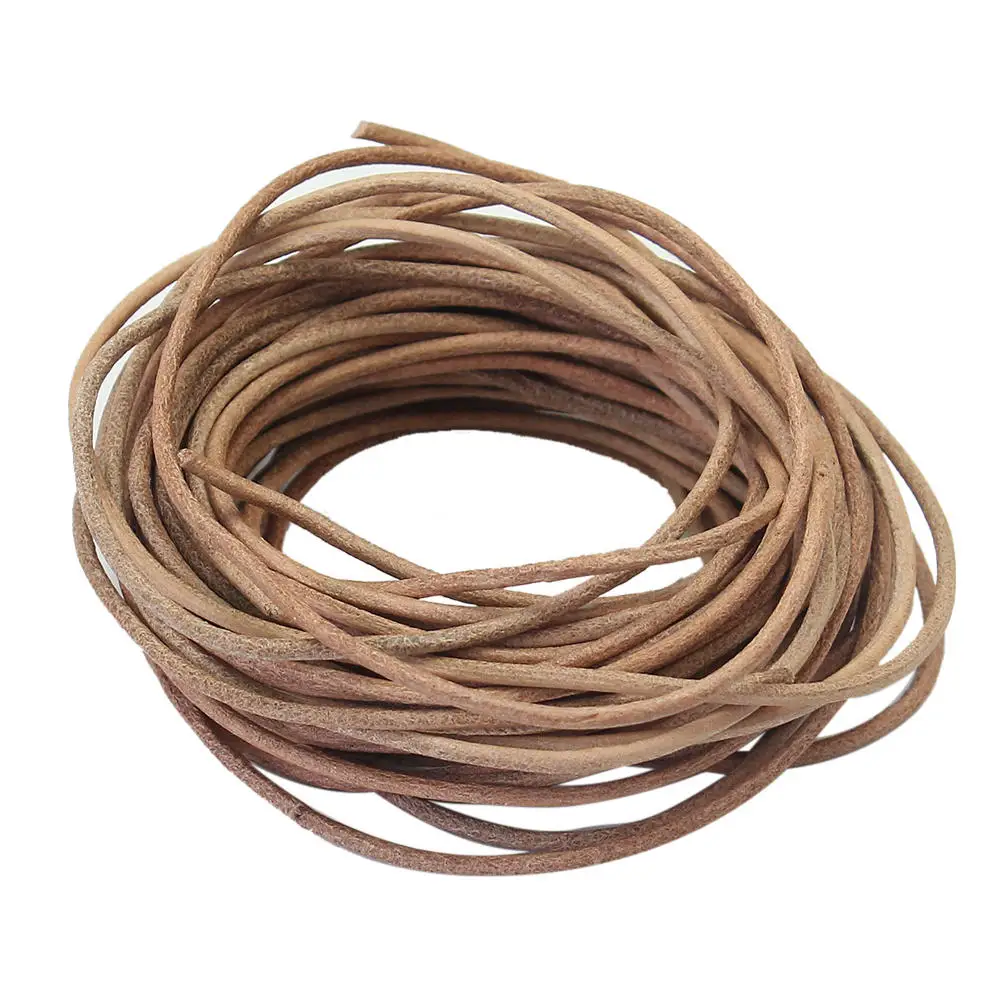 Buy 9M Natural Color 2mm Round PU Leather Rope Cord