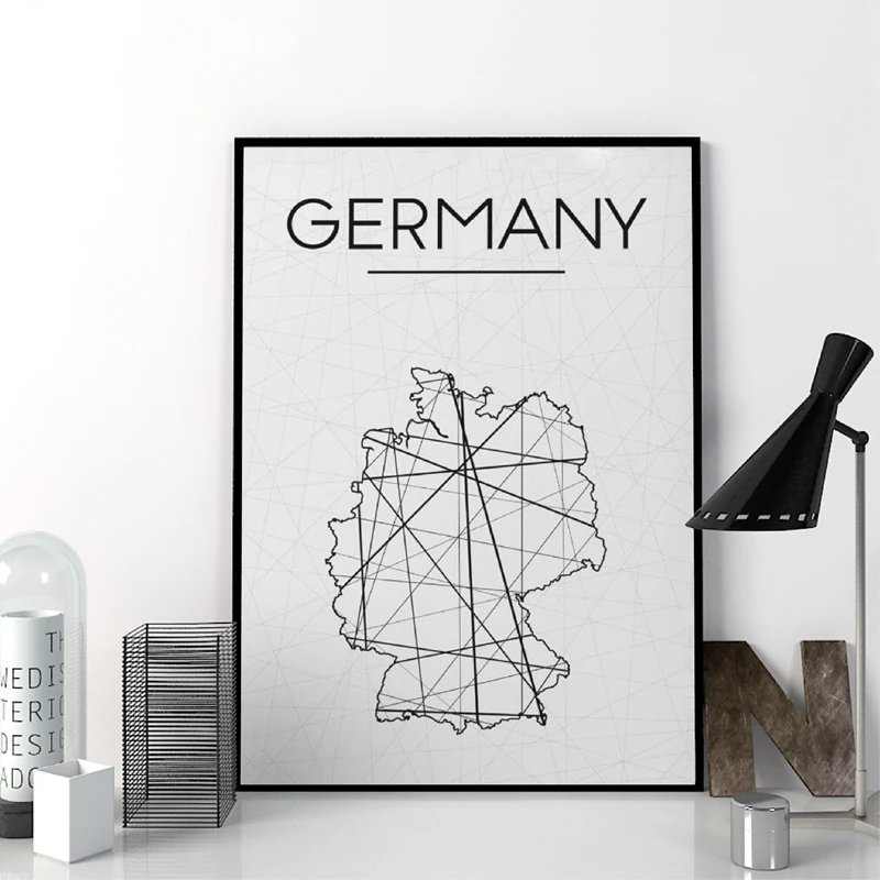 

Germany Map Prints Wall Art Poster , Abstract Germany Map Poster Minimalist Canvas Painting For Living Room Home Decoration