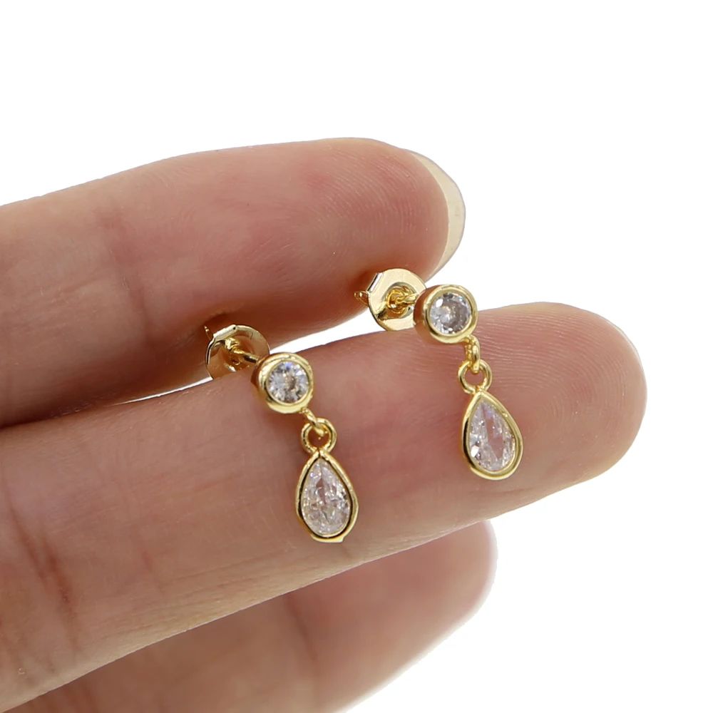 

dropshipping hot sale no minimum order korean earrings with cz paved indian jewelry for lady wedding luxury drop cz pave earring