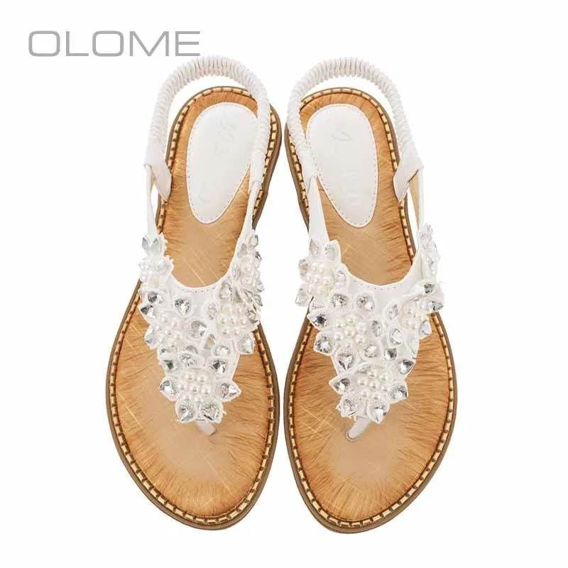 

OLOME new super fire personality wild Wear resistant Bohemian wind flower round head toe sandals female large size36-42