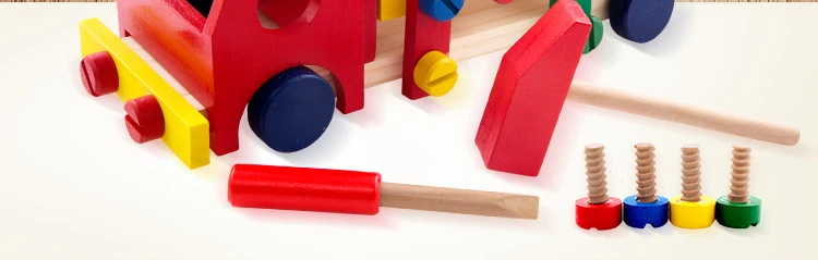 Детская деревянная разборка винтовой автомобиль «умный» Деревянный игрушка разборка игрушки "Молоток" 3Y