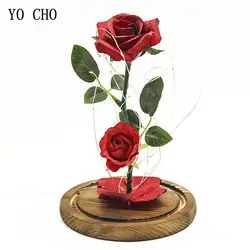 Йо Чо Лидер продаж День святого Валентина подарки на светодио дный день рождения красота Led розы Большой Стекло Крышка дома искуственные
