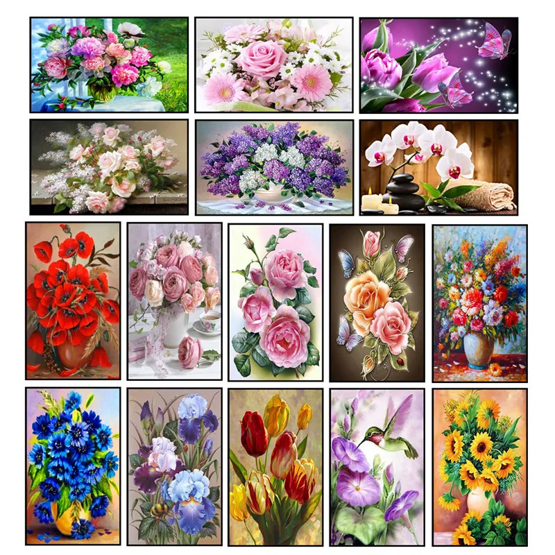 

5D DIY Diamond Painting Vase Cross Stitch Full Circle Diamond Embroidery Floral Mosaic Diamond Home Decor