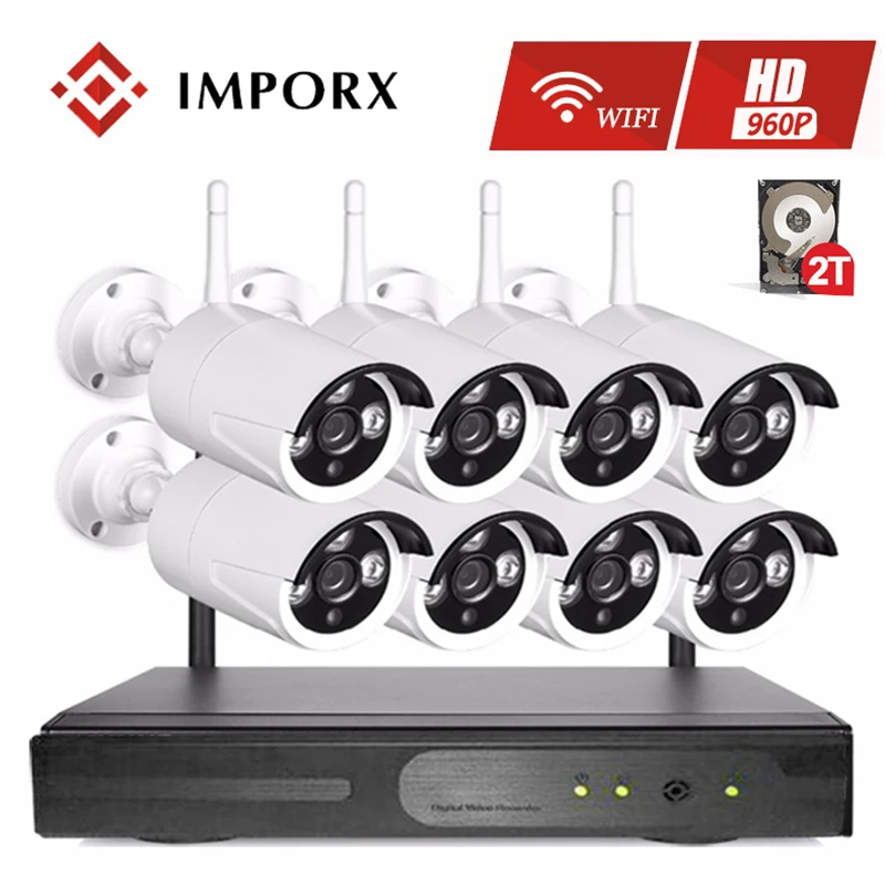 

IMPORX 8CH Camera 960P HD NVR Kit Security Camera WiFi Wireless CCTV System 8PCS Outdoor IP Camera P2P Video Surveillance Set