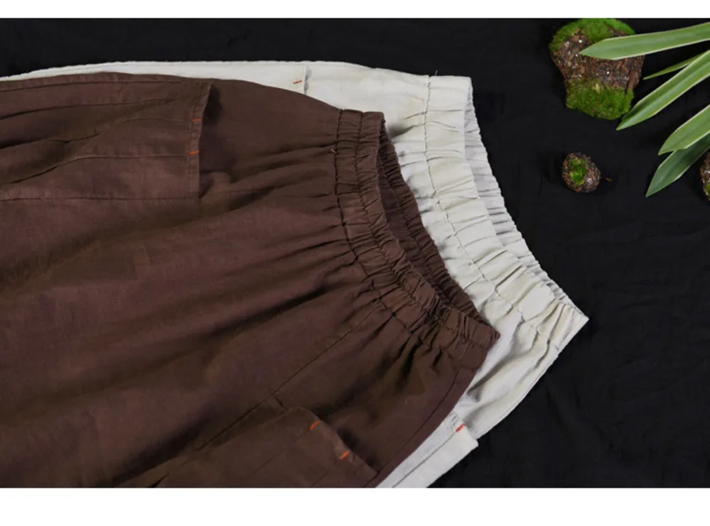 Горячая Распродажа 2019 женские льняные хлопковые юбки с эластичной резинкой на талии однотонные винтажные летние трапециевидные юбки Faldas