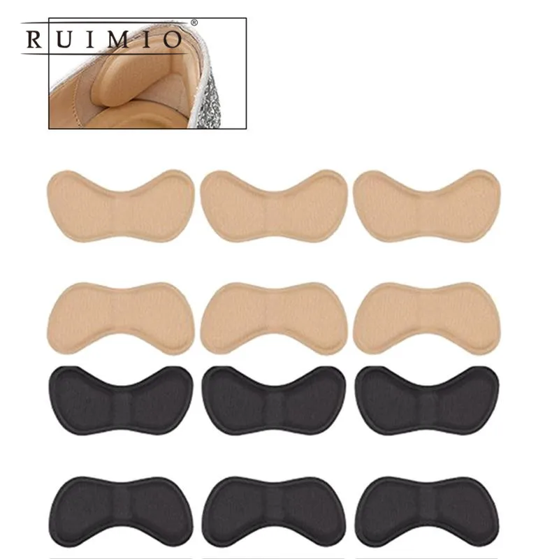 

6 Pairs Self Adhesive Heel Pads Grips Liners Butterfly Shaped Sponge Back Heel Cushion to High Heels Blisters (Black & Apricot)